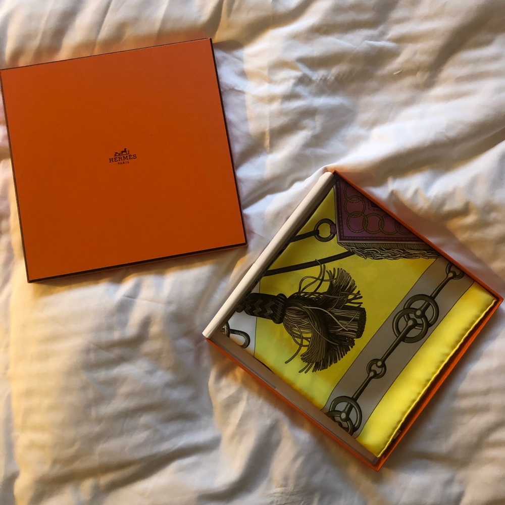 Yellow Hermes Silk Scarf